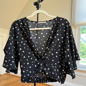 Active USA black floral print crop top